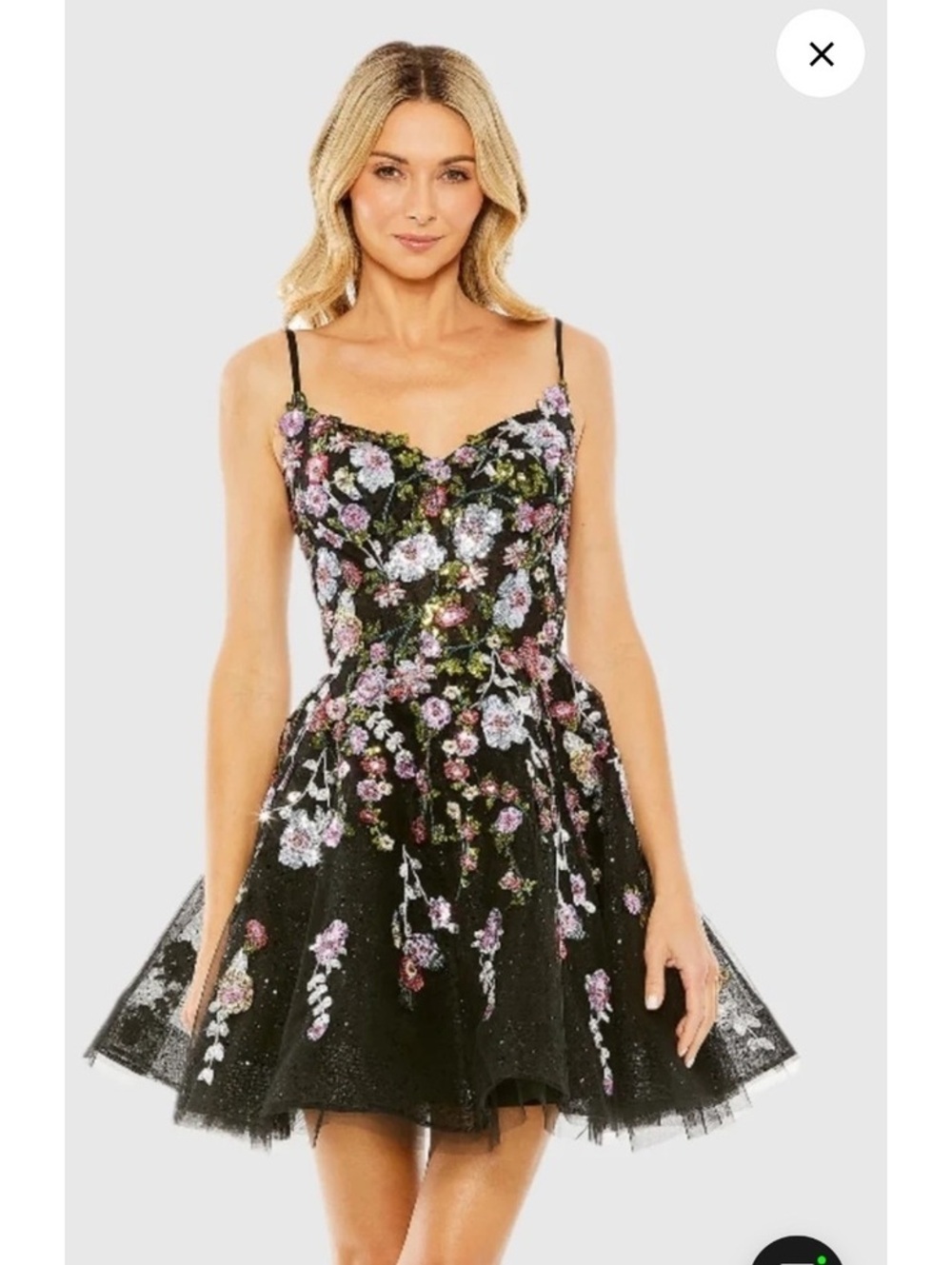 MAC DUGGAL 20643 Thin Strap Floral Embroidered Mini Dress 12 Homecoming Dress